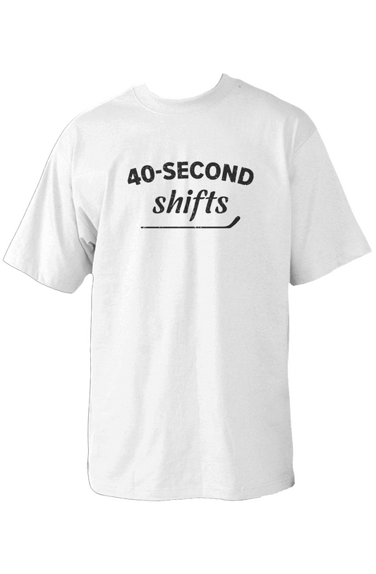 40-Second Shifts 90s Throwback Tee White | Barn Garb Hockey Threads
