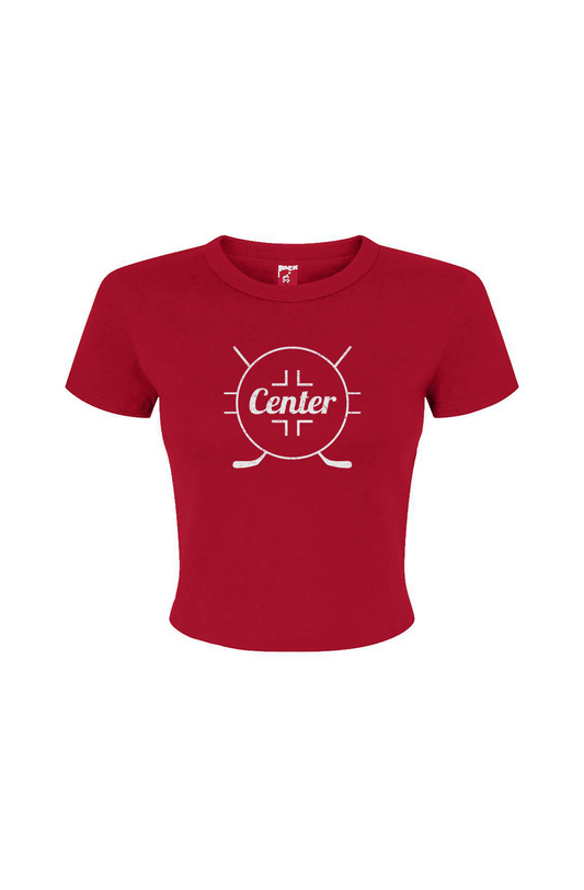 Barn Babe Center Faceoff Circle Baby Tee Red | Barn Garb Hockey Threads