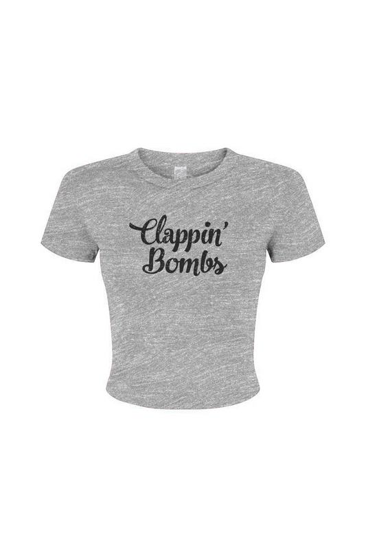 Barn Babe Clappin' Bombs Baby Tee Grey | Barn Garb Hockey Threads