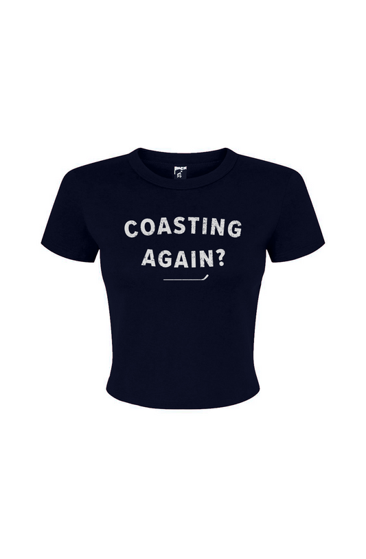 Barn Babe Coasting Again? Baby Tee Navy Blue | Barn Garb Hockey Threads