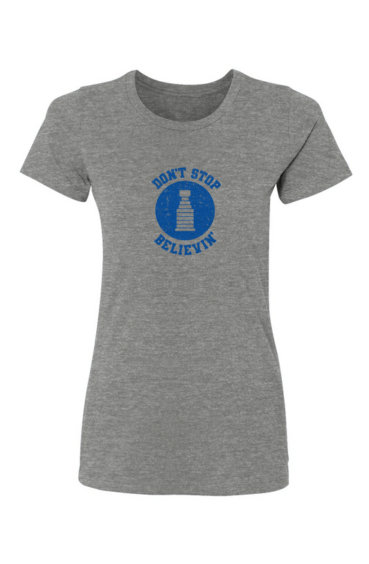 Barn Babe Don't Stop Believin' Tee Grey | Barn Garb Hockey Threads