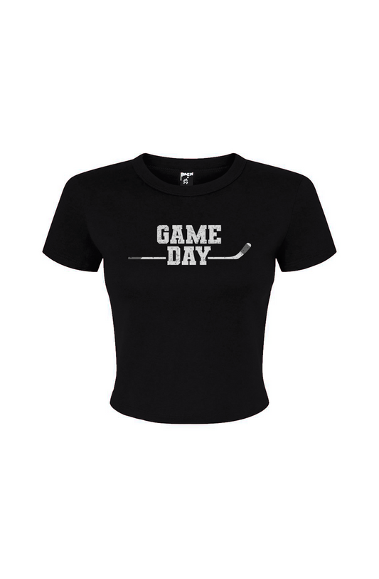 Barn Babe Game Day Baby Tee Black | Barn Garb Hockey Threads