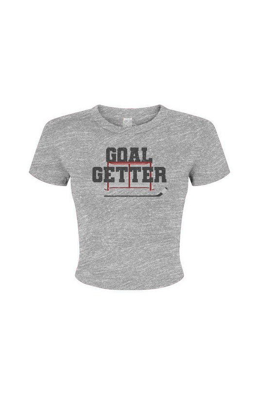 Barn Babe Goal Getter Baby Tee Grey | Barn Garb Hockey Threads