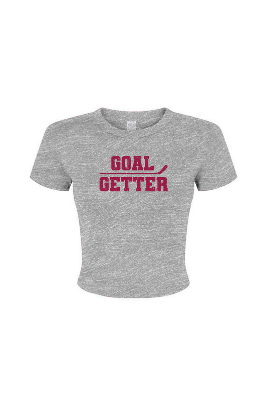 Barn Babe Goal Getter Stick Baby Tee Grey | Barn Garb Hockey Threads