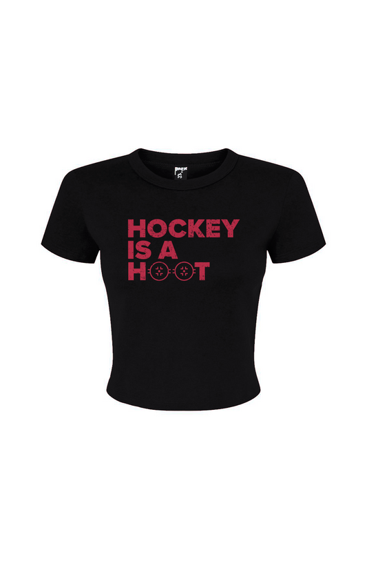 Barn Babe Hockey is a Hoot Baby Tee Black | Barn Garb Hockey Threads