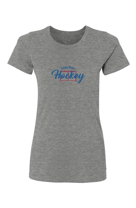 Barn Babe Let's Play Hockey Tee Grey | Barn Garb Hockey Threads