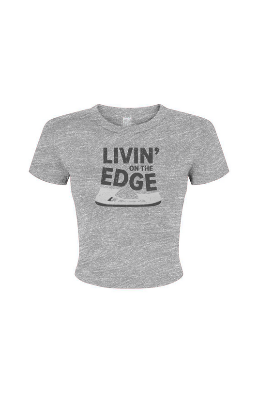 Barn Babe Livin' on the Edge Baby Tee Grey | Barn Garb Hockey Threads