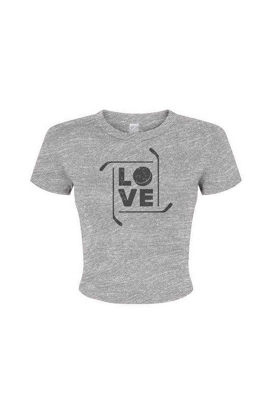 Barn Babe Love the Game Baby Tee Grey | Barn Garb Hockey Threads