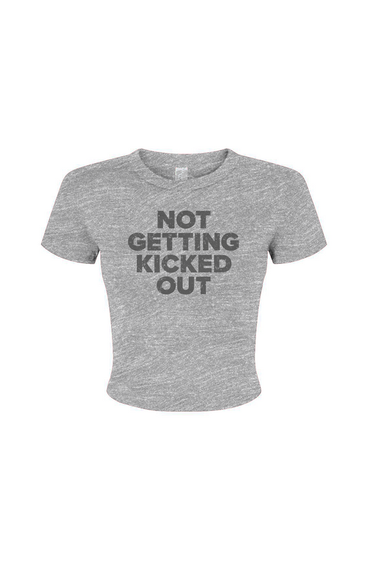 Barn Babe No Getting Kicked Out Baby Tee Grey | Barn Garb Hockey Threads