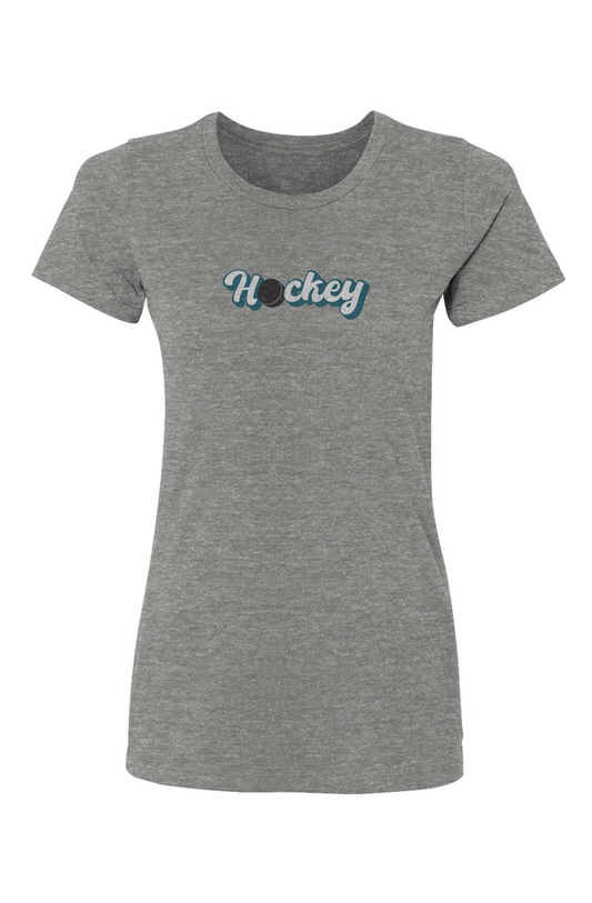 Barn Babe Puckin' Script Tee Grey | Barn Garb Hockey Threads