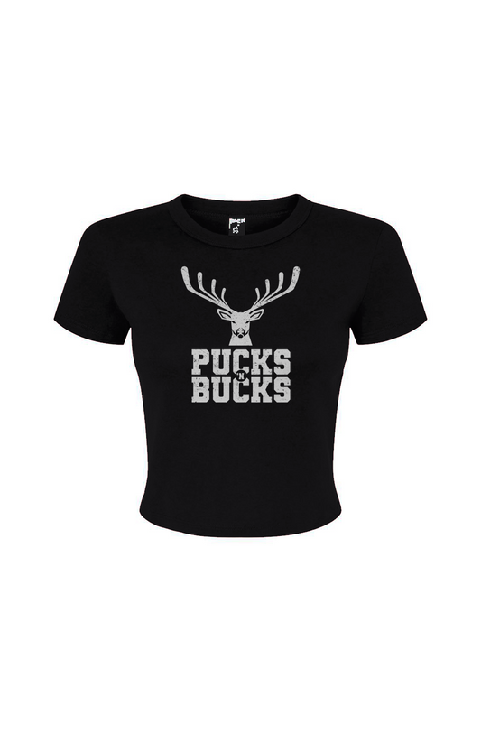 Barn Babe Pucks N Bucks Baby Tee Black | Barn Garb Hockey Threads