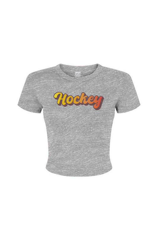 Barn Babe Retro Hockey Baby Tee Grey | Barn Garb Hockey Threads