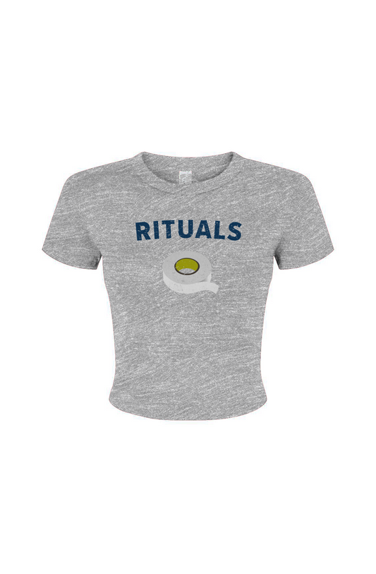 Barn Babe Rituals White Tape Baby Tee Grey | Barn Garb Hockey Threads