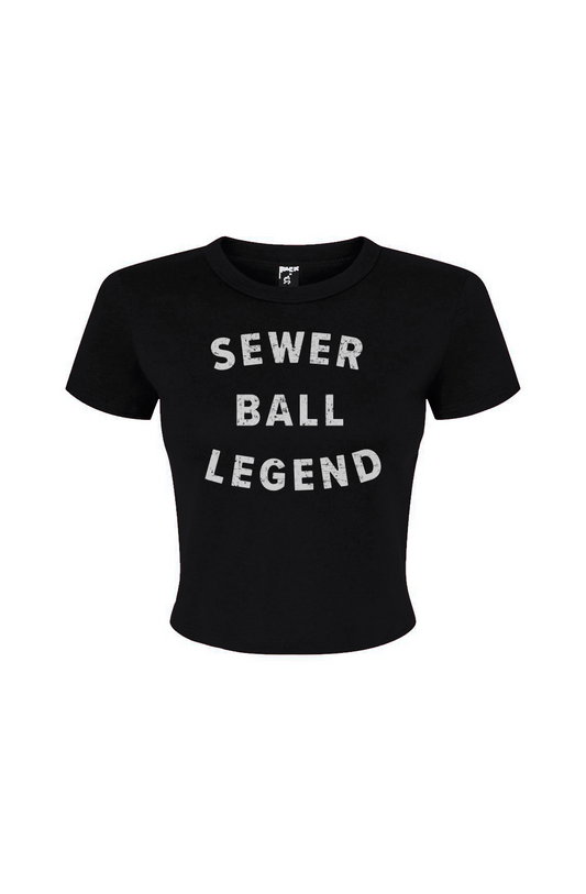 Barn Babe Sewer Ball Legend Baby Tee Black | Barn Garb Hockey Threads