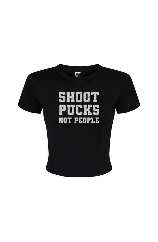 Barn Babe Shoot Pucks Not People Baby Tee | Barn Garb Hockey Threads