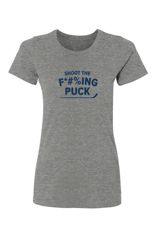 Barn Babe Shoot the F*#%ing Puck Tee Grey | Barn Garb Hockey Threads