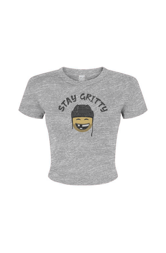 Barn Babe Stay Gritty Baby Tee Grey | Barn Garb Hockey Threads