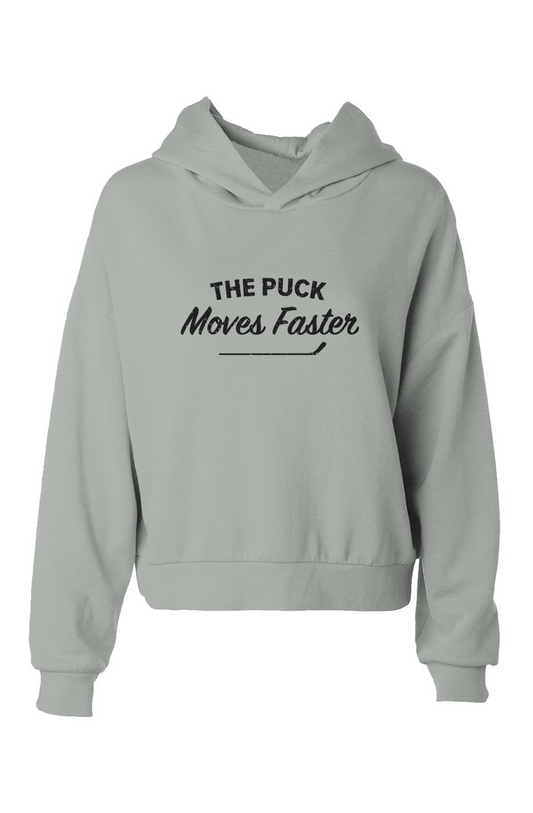 Barn Babe The Puck Moves Faster Hip-Height Hoodie Sage | Barn Garb Hockey Threads