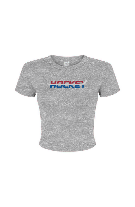 Barn Babe USA Patriotic Hockey Baby Tee Grey | Barn Garb Hockey Threads