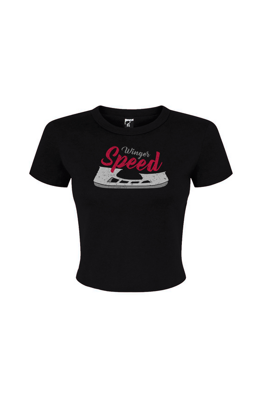 Barn Babe Winger Speed Blade Baby Tee Black | Barn Garb Hockey Threads
