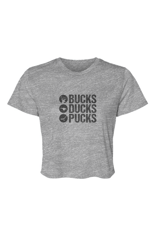 Barn Beauty Bucks Ducks Pucks Cropped Tee Grey | Barn Garb Hockey Threads