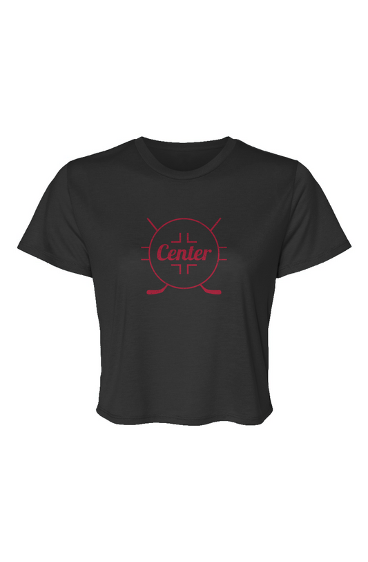 Barn Beauty Center Faceoff Circle Cropped Tee Black | Barn Garb Hockey Threads