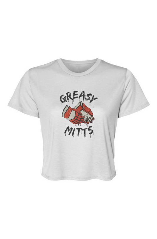 Barn Beauty Greasy Mitts Cropped Tee White | Barn Garb Hockey Threads