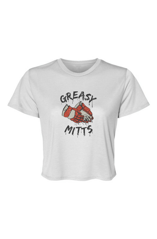 Barn Beauty Greasy Mitts Cropped Tee White | Barn Garb Hockey Threads