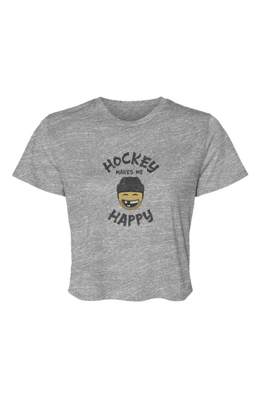 Barn Beauty Hockey Makes Me Happy Cropped Tee Grey | Barn Garb Hockey Threads