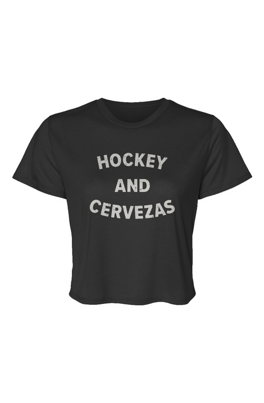 Barn Beauty Hockey and Cervezas Cropped Tee Black | Barn Garb Hockey Threads
