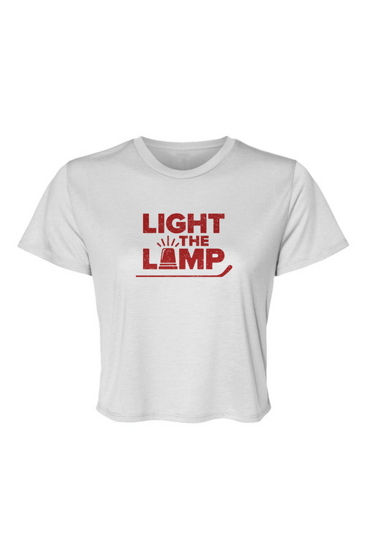 Barn Beauty Light the Lamp Flowy Cropped Tee White | Barn Garb Hockey Threads