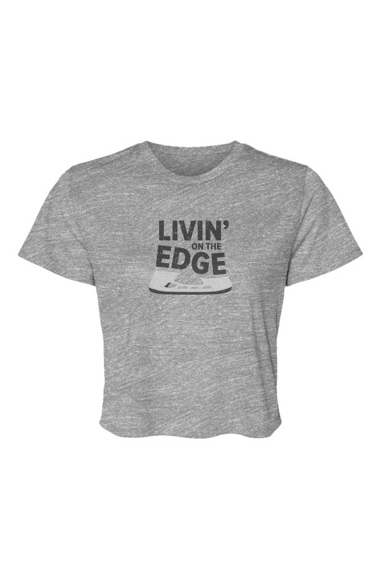 Barn Beauty Livin' on the Edge Cropped Tee Grey | Barn Garb Hockey Threads