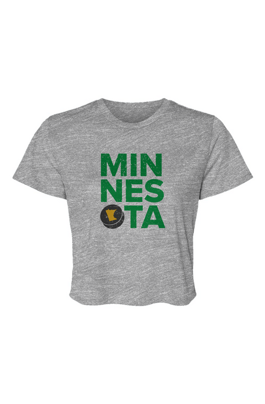 Barn Beauty Minnesota Puck Cropped Tee Grey | Barn Garb Hockey Threads