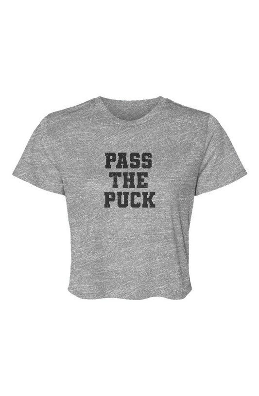 Barn Beauty Pass the Puck Cropped Tee Grey | Barn Garb Hockey Threads