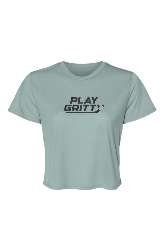 Barn Beauty Play Gritty Cropped Tee Dusty Blue | Barn Garb Hockey Threads