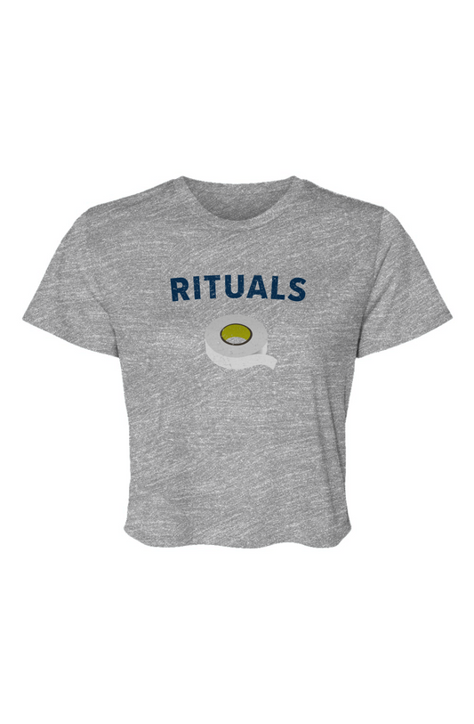 Barn Beauty Rituals White Tape Cropped Tee Grey | Barn Garb Hockey Threads