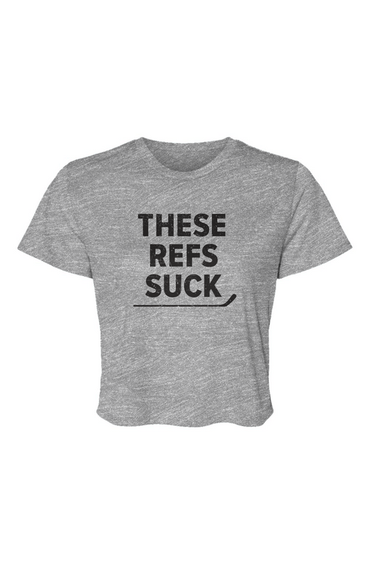 Barn Beauty These Refs Suck Cropped Tee Grey | Barn Garb Hockey Threads