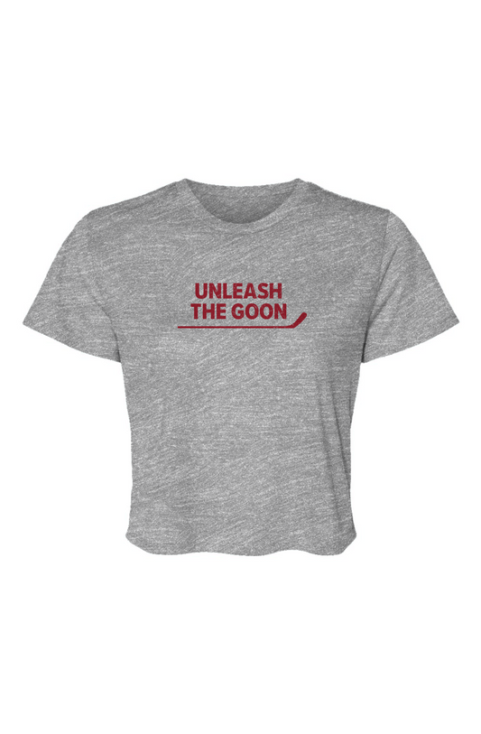 Barn Beauty Unleash the Goon Cropped Tee Grey | Barn Garb Hockey Threads