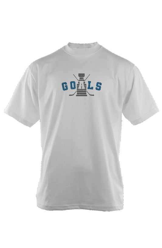 Goals Crossed Sticks 90s Throwback Tee White | Barn Garb Hockey Threads