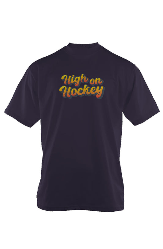 High on Hockey 90s Throwback Tee Navy Blue | Barn Garb Hockey Threads