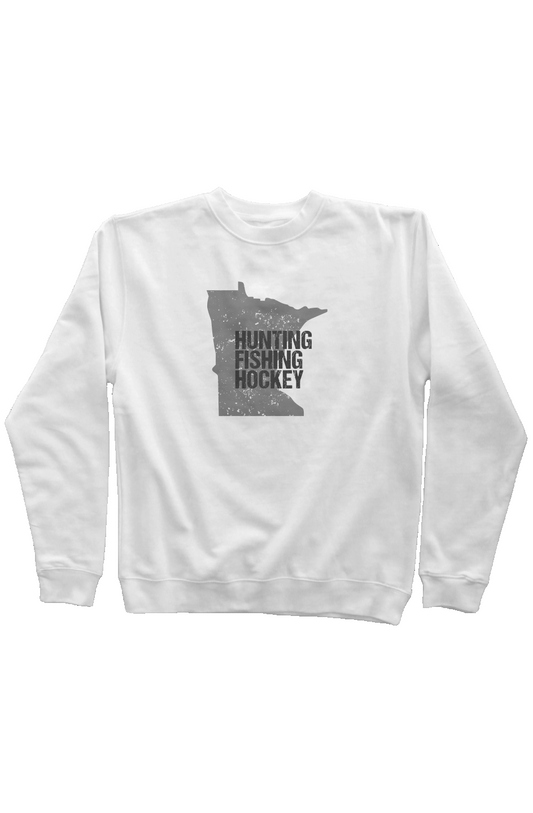 Hunting Fishing Hockey Rinkside Crewneck Sweatshirt White | Barn Garb Hockey Threads