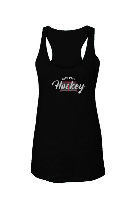 Let's Play Hockey Racerback Barn Tank Black | Barn Garb Hockey Threads