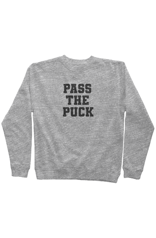Pass the Puck Rinkside Crewneck Sweatshirt Grey | Barn Garb Hockey Threads