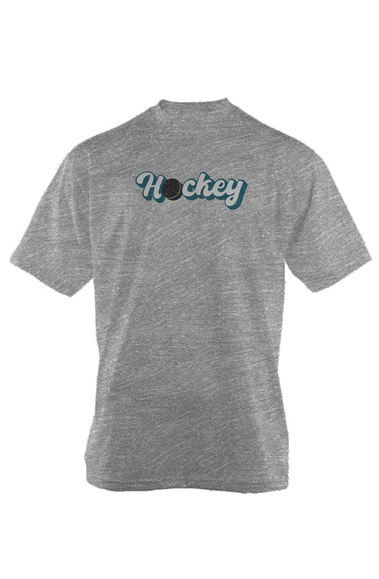 Puckin' Script 90s Throwback Tee Grey | Barn Garb Hockey Threads