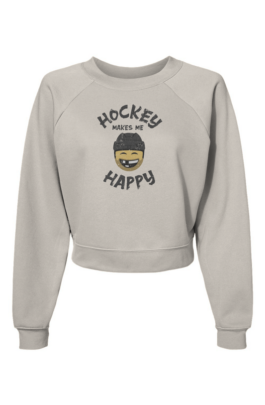 Raglan Rival Hockey Makes Me Happy Pullover Vintage White | Barn Garb Hockey Threads