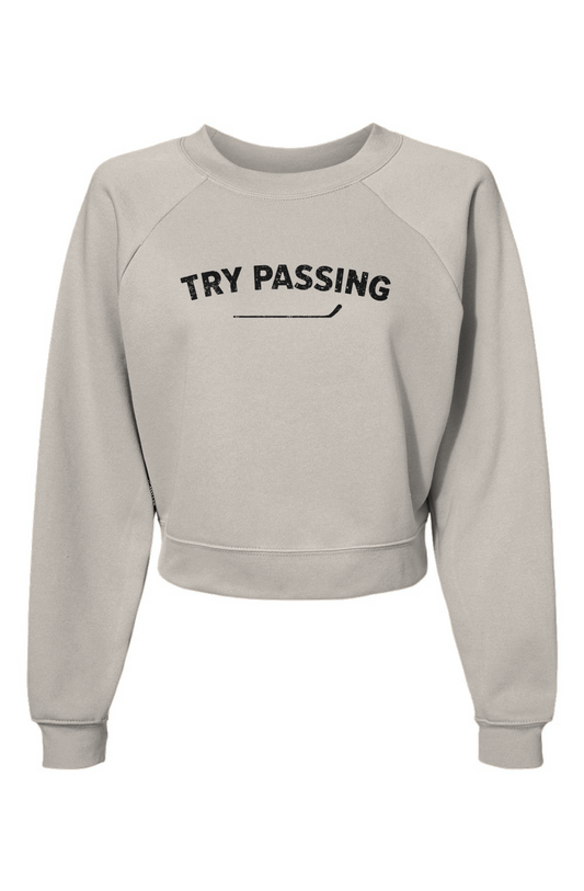 Raglan Rival Try Passing Pullover Vintage White | Barn Garb Hockey Threads