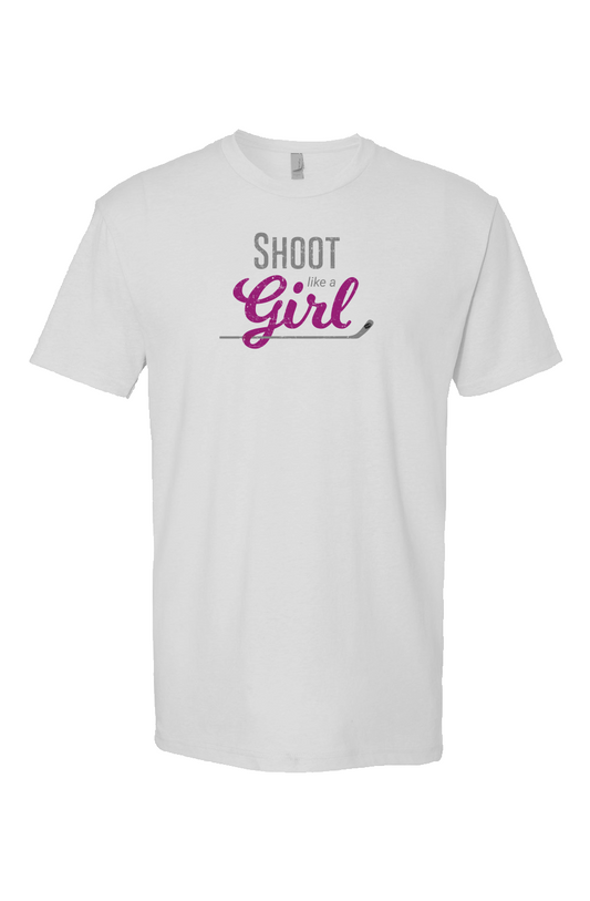 Shoot Like A Girl Breakaway Performance Tee White | Barn Garb Hockey Threads