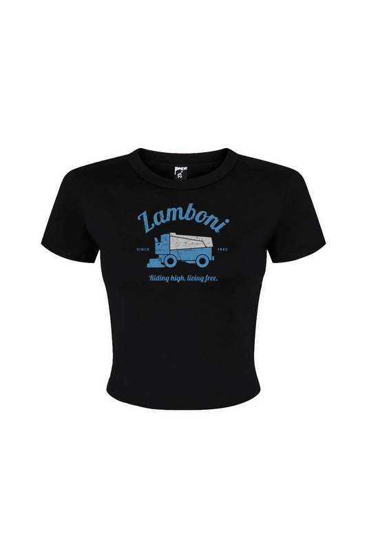 The Barn Babe Riding High Living Free Micro Rib Baby Tee Black | Barn Garb Hockey Threads