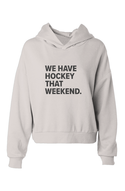 The Barn Babe We Have Hockey That Weekend Hip-Height Hoodie White | Barn Garb Hockey Threads