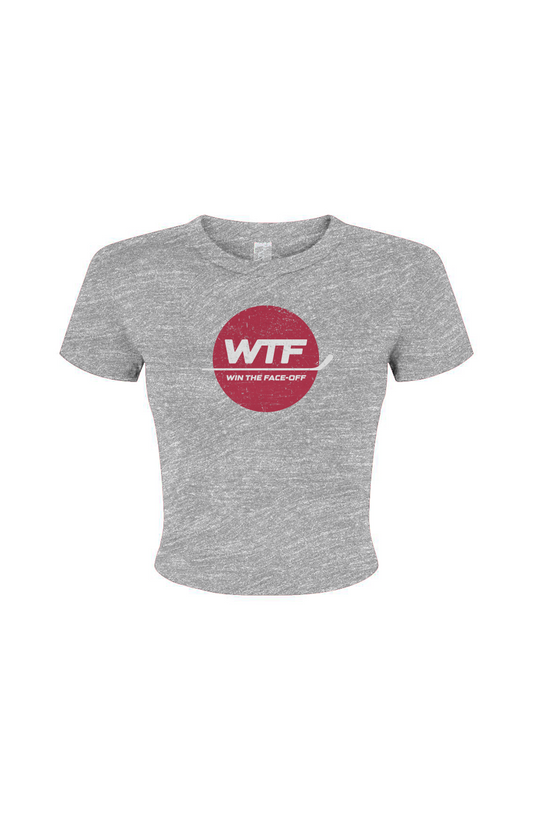 The Barn Babe Win the Faceoff Micro Rib Baby Tee Grey | Barn Garb Hockey Threads